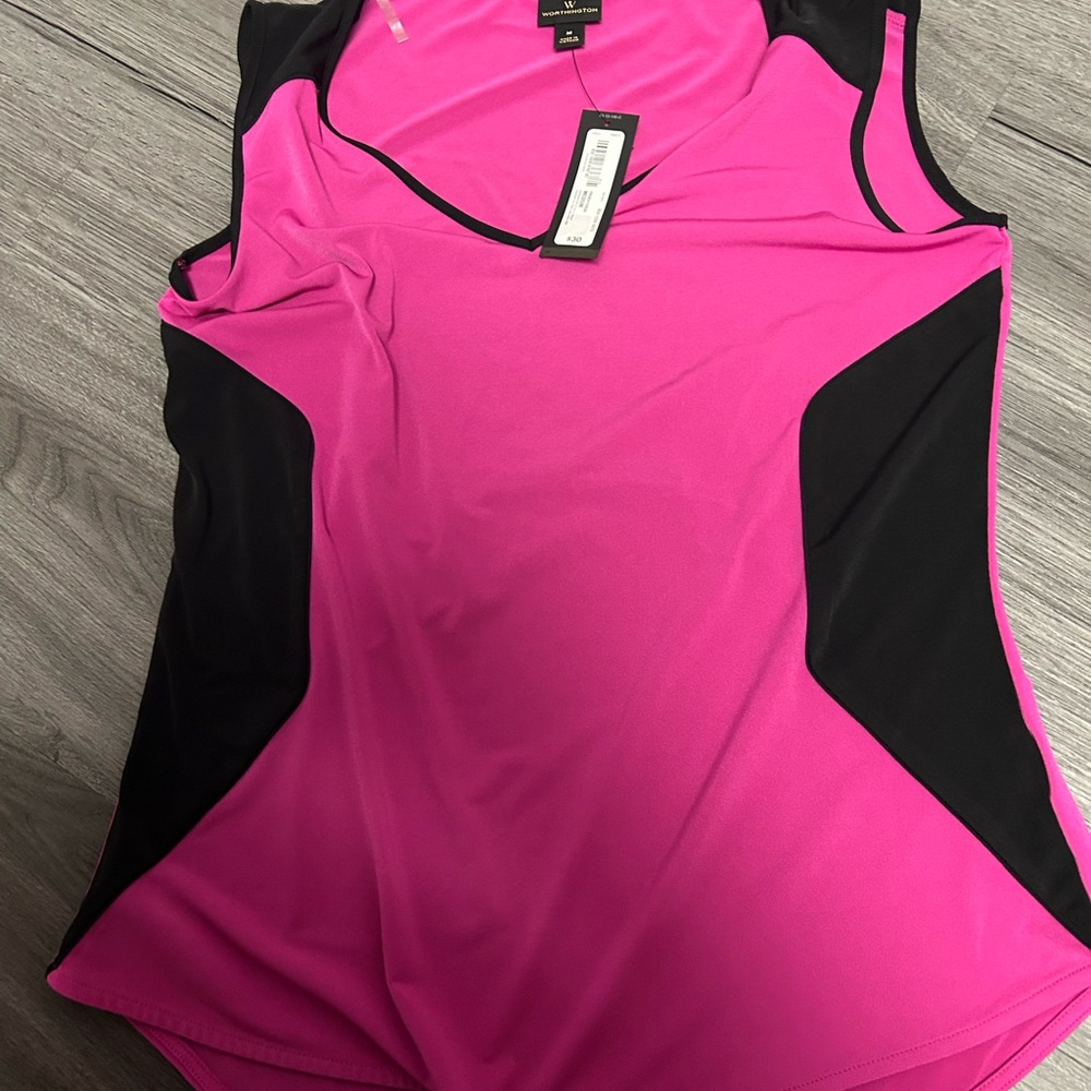 Worthington Vibrant Pink and Black Tank Top
